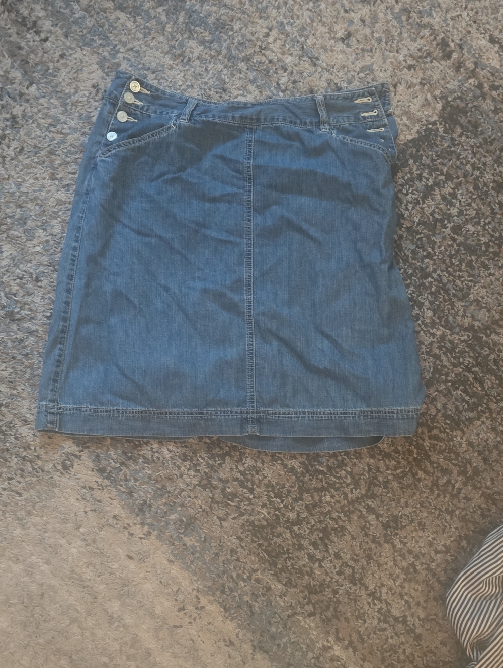 Chaps Denim Mini Skirt in Blue with Button Accent